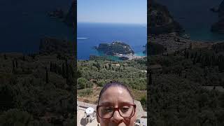 Restaurant view overlooking Paleokastrista Corfu Greece travel live shortsvideo shortsfeed [upl. by Carena]