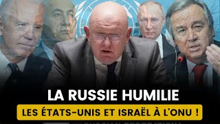 RÉUNION EXPLOSIVE À LONU  LA RUSSIE DÉMOLIT LES ÉTATSUNIS ET ISRAËL [upl. by Sunil953]