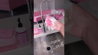 Pink Kitchen Night Clean 🫧🎀🌸🧽 pinkaesthetic coquette cleantok cleaningmotivation asmr [upl. by Yromas]