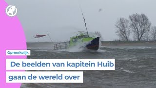 Schipper Huib Bijl gaat viral na trotseren storm in veerboot [upl. by Ahsilek]