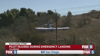 Pilot Injured When Small Plane Crashes At Fallbrook Airport [upl. by Lynn]