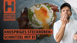 Schnelles Knuspriges Steckrübenschnitzel mit wachsweichem Ei Rezept von Steffen Henssler [upl. by Sheeran644]