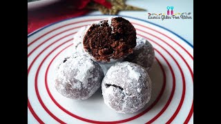 Gluten Free Chocolate Snowball Cookies  Lauras Gluten Free Kitchen [upl. by Cornela568]