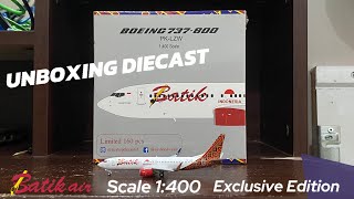 UNBOXING  Batik Air B737800 PKLZW 1400 Exclusive Edition by Airshop Diecast [upl. by Cirded94]