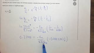 163e Using the Arrhenius equation to calculate Ea from k versus T data [upl. by Gayner102]