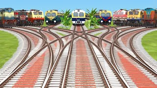 NINE TRAINS INDIAN EXPRESS CROSSING AT RISKY RAILROAD TRICKS DAIMOND RAILROAD TRACKSNTG train [upl. by Cyrilla885]