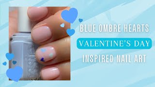 Valentine’s Day Blue Hearts Nail Art [upl. by Debo]