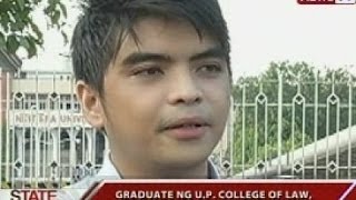 SONA Graduate ng UP College of Law topnotcher sa 2013 Bar Exam [upl. by Wilkison]