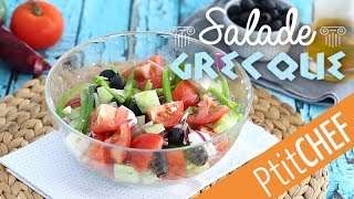 Recette de la salade grecque  Horiatiki  Ptitchefcom [upl. by Yrahcaz]