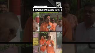 BJP’s candidate from Gorakhpur Ravi Kishan casts vote Lok Sabha Elections Phase 7 [upl. by Kirimia]