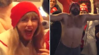 Taylor Swift REACTS to Jason Kelce Ripping His Shirt Off amp Jumping Into Crowd at Chiefs v Bills Game [upl. by Marley]