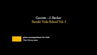 5 Gavotte  J Becker  SUZUKI VIOLA BOOK 3 PIANO ACCOMPANIMENT [upl. by Aihsatsan]