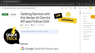 2024 Getting Started with the Vertex AI Gemini API and Python SDK  Qwiklabs  GSP1209 [upl. by Dewhurst]