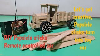 diy remote controlled toy car made from popsicle sticks artandtech3947 [upl. by Sheffy]