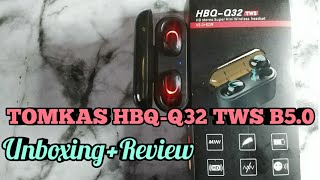 TOMKAS HBQQ32 TWS BLUETOOTH 50 Stereo earbuds  charging box Unboxing  review [upl. by Akemot610]