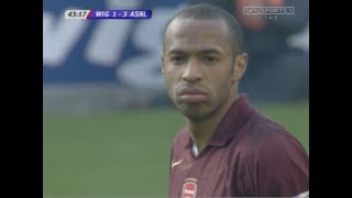 Thierry Henry legendary free kick vs Wigan 200506  quotIs that enoughquot [upl. by Aenahs]