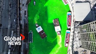 St Patrick’s Day US cities dye waterways green hold parades to celebrate [upl. by Seuqramed920]