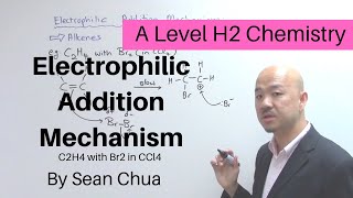 ALevel H2 Chemistry Electrophilic Addition Mechanism C2H4 with Br2 in CCl4 [upl. by Oren304]