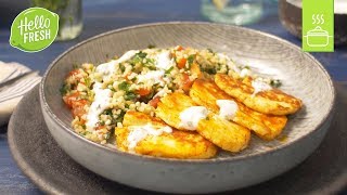 Halloumi mit Tabbouleh und MinzJoghurt  Schnelle Rezepte  Marokkanische Küche [upl. by Blatman]