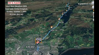 Loch Ness Marathon 2023 fly over the 42195 km race path [upl. by Glanti]