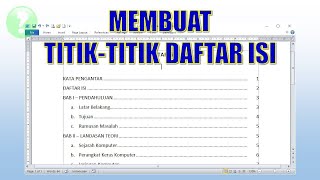 Cara Membuat Titik Titik Daftar Isi [upl. by Tenahs487]