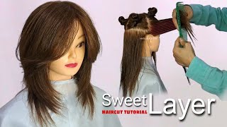 LAYERED HAIRCUT tutorial easy sweet layerTREND [upl. by Eitsirk651]