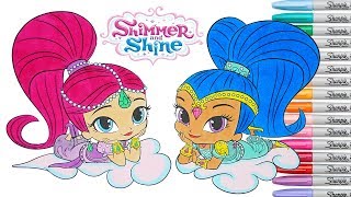 Shimmer and Shine Coloring Book Pages Nickelodeon Rainbow Splash Nick Jr Genie [upl. by Eittel]