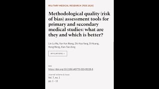 Methodological quality risk of bias assessment tools for primary and secondary medi  RTCLTV [upl. by Aholla]