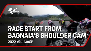 Race Start from Francesco Bagnaias Shoulder Cam  2022 ItalianGP [upl. by Ertnod]