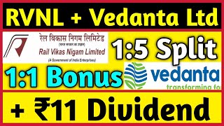 MF Sell RVNL  Vedanta Ltd • Stocks Declared High Dividend Bonus amp Split With Ex Dates [upl. by Elvia]