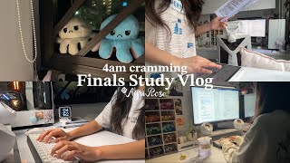 Cramming 24 Hours before exam ⏰ waking up at 4am productive finals study vlog lots of studying [upl. by Lecrad]