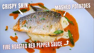 PAN SEARED COD  ROASTED RED PEPPER SAUCE  BEURRE NOISETTE  Chef James [upl. by Lamahj418]