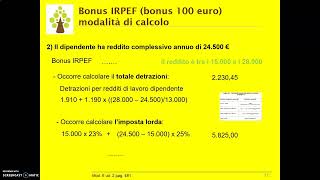 16 Modalità calcolo bonus IRPEF [upl. by Weitman]