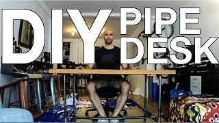 DIY  How to Make a Pipe Desk [upl. by Eidnac]