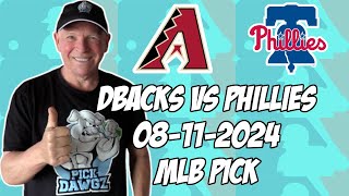 Arizona Diamondbacks vs Philadelphia Phillies 81124 MLB Pick amp Prediction  MLB Betting Tips [upl. by Kristan]