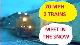 Two Very Fast Trains Meet In The Snow [upl. by Georgeta]