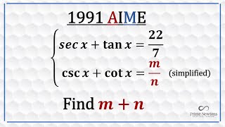 System of trig equations 1991 AIME 9 [upl. by Elorak]