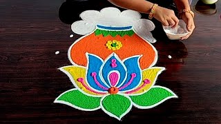 Bhogi Kundala Muggulu 🌹 Sankranthi Pongal Rangoli 🌹 Pongal Muggulu 🌹 Bhogi Muggulu 🌹 Pongal Pot Rang [upl. by Yesnil]