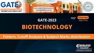 GATE Biotechnology 2023  Pattern Cutoff analysis amp Subject wise marks distribution [upl. by Hootman951]