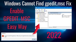 gpeditmsc missing windows 10 2022  Group Policy Editor missing  windows cannot find gpeditmsc [upl. by Marlane]