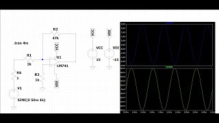 LTspice tutorial 1 Simulation of direct coupled inverting amplifier using LM741 [upl. by Carnay321]