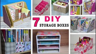 7 ideas diy storage boxes  cardboard desk organizers [upl. by Delogu319]