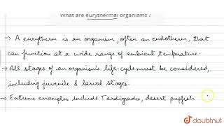 What are eurythermal organisms   12  ORGANISMS AND POPULATIONS  BIOLOGY  PRADEEP  Doubtn [upl. by Teage23]