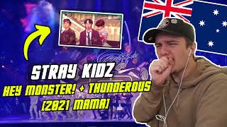 THE BEST PERFORMANCE EVER  2021 MAMA Stray Kids  Hey Monster  Thunderous AUSSIE reaction [upl. by Alpert]