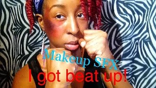 Makeup FX  FAKE black eyebruising tutorial on darker skin  special effects make up EdgyFX [upl. by Chariot106]