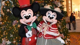 We Meet Mickey amp Minnie on Christmas Eve 2016 Disneys Grand Floridian Resort in Victorian Costumes [upl. by Navap806]