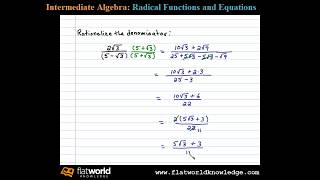 Rationalize the Denominator with the Conjugate  Algebra fwk IA 050403 [upl. by Ameer967]