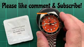 Seiko Modding Red AR Sapphire Crystal upgrade on Seiko GMT SSK005 [upl. by Anela]