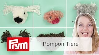 Pompon Tiere selber machen mit dem Prym Love Pompon Set und DIY Eule [upl. by Eatnoj]