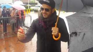 Adam Richman Man Vs Food soccer aid greets fans in manchester uk in pouring rain [upl. by Kathlin812]